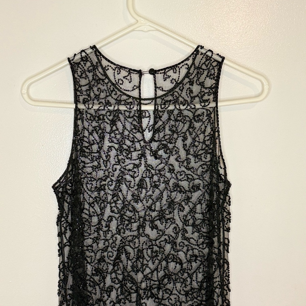 Elegant Black Beaded Sleeveless Top